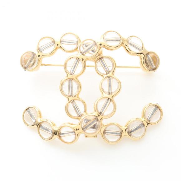 CHANEL Gold Logo Brooch - Picture 1 of 4